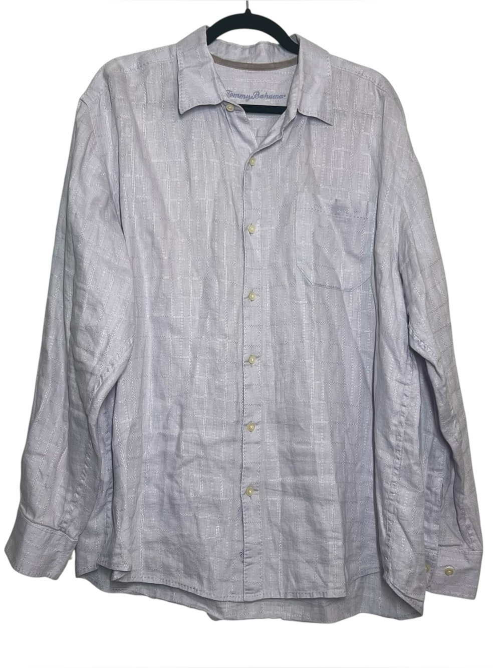 Tommy Bahama Shirt Mens Size XL Linen Lavender Button Up Spring Summer Resort